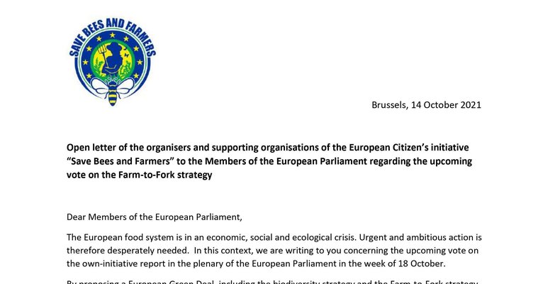 Save Bees and Farmers - Letter to EU Commission on new pesticide regulation