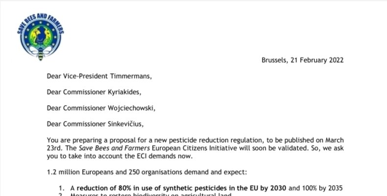 Save Bees and Farmers - Letter to EU Commission on new pesticide regulation